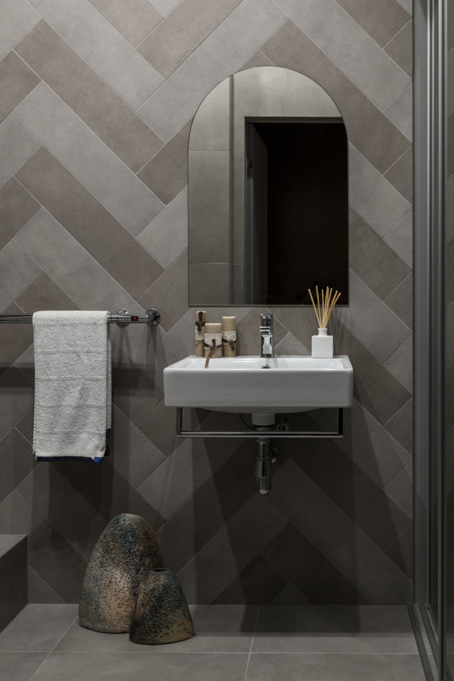 Свежая идея для дизайна: ванная комната среднего размера в стиле фьюжн - отличное фото интерьера