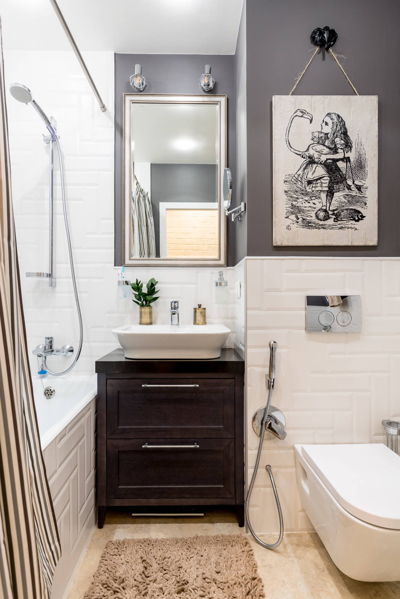 75 photos et idées déco de salles de bain avec une vasque et une cabine de  douche avec un rideau - Février 2023 | Houzz FR