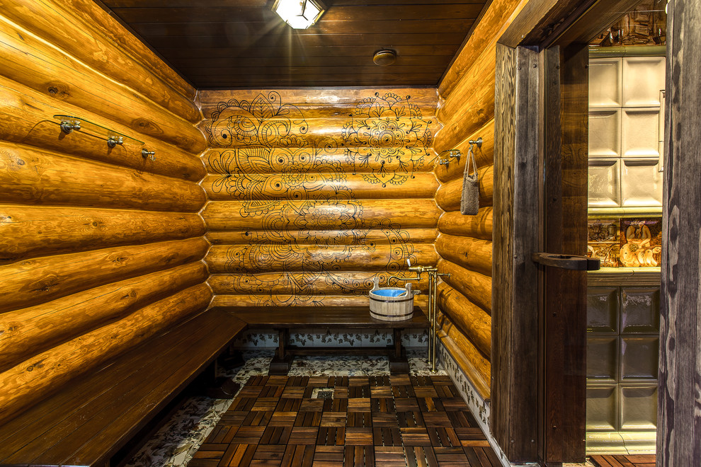 Design ideas for a rustic sauna bathroom in Other.