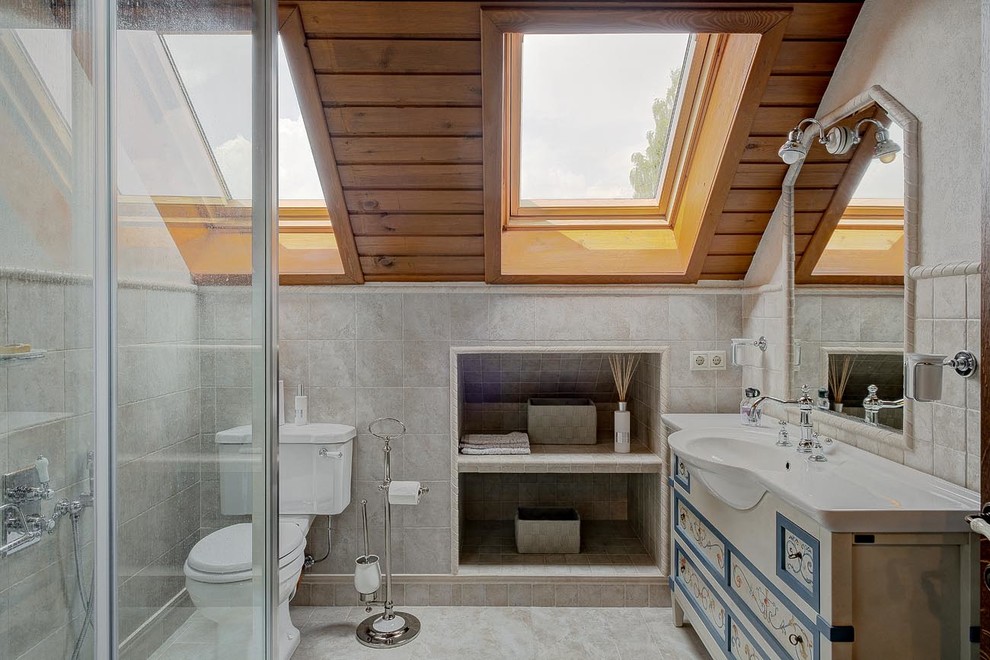Foto di una stanza da bagno con doccia rustica