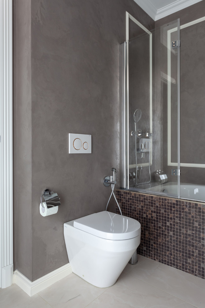 Esempio di una stanza da bagno padronale chic di medie dimensioni con pareti beige
