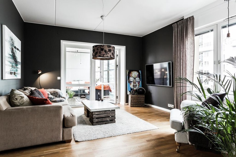 Living room - scandinavian living room idea in Stockholm