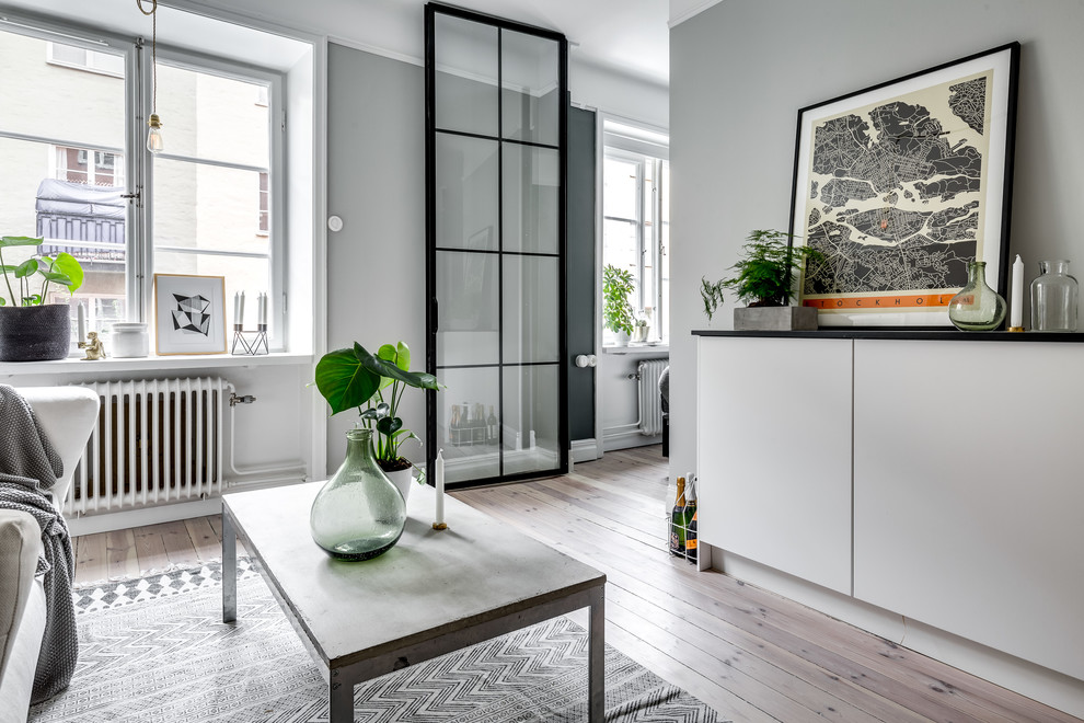 Living room - scandinavian living room idea in Stockholm