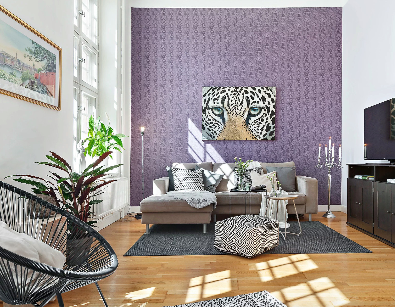 75 Grüne Wohnzimmer mit lila Wandfarbe Ideen & Bilder - Oktober 2023 |  Houzz DE