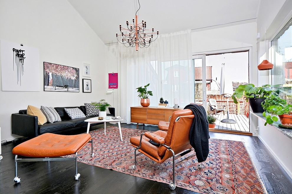 Example of a transitional living room design in Stockholm