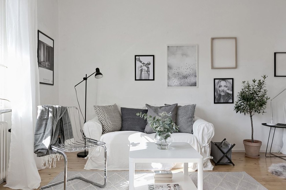 Exempel på ett minimalistiskt vardagsrum