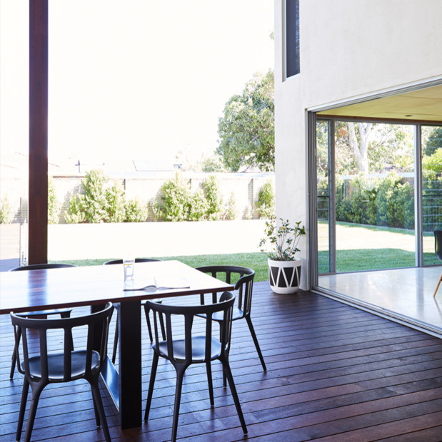 This is an example of a scandi veranda in Brisbane.