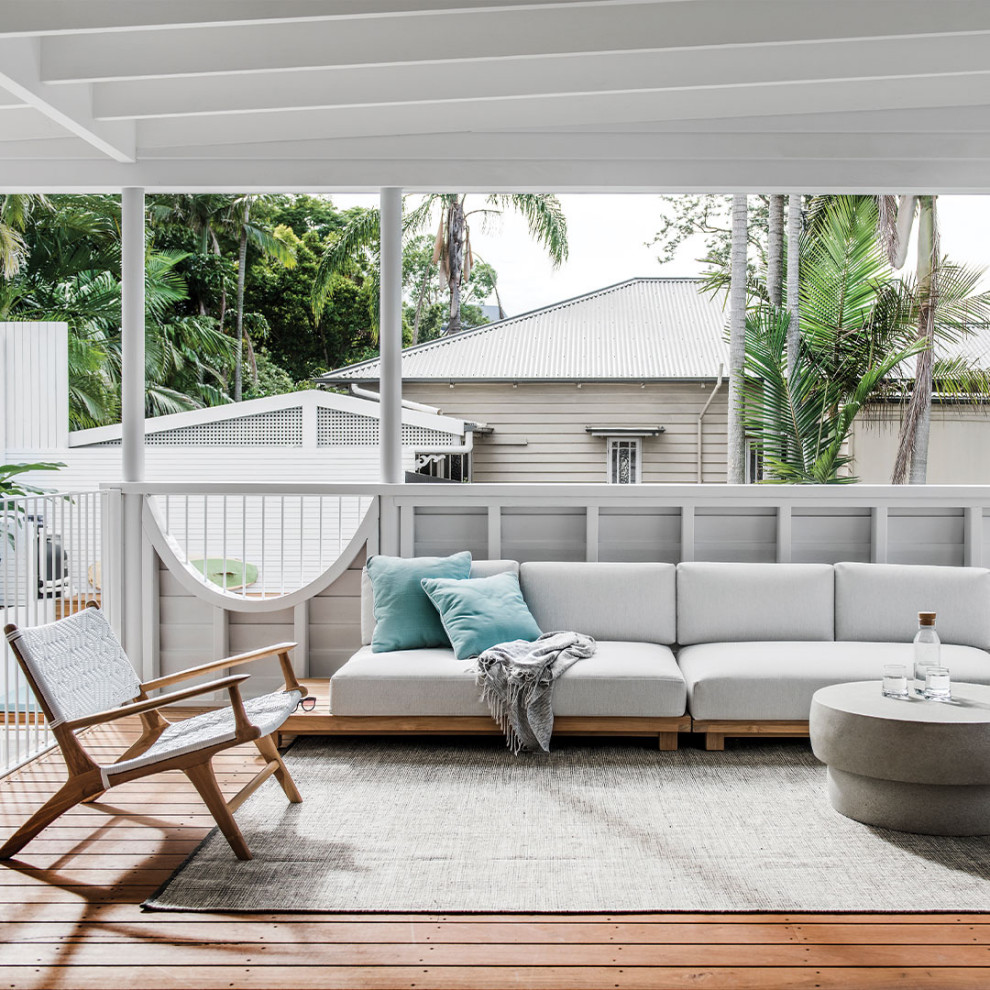 Design ideas for a coastal veranda in Brisbane.