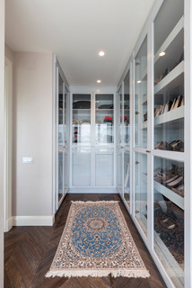 Walk In Closet With Glass Partition In Bedroom At Home Stock Photo, Picture  and Royalty Free Image. Image 37699253.