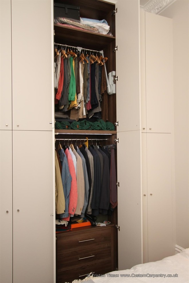 Tall white wardrobe with Walnut interior - Contemporary - Closet ...