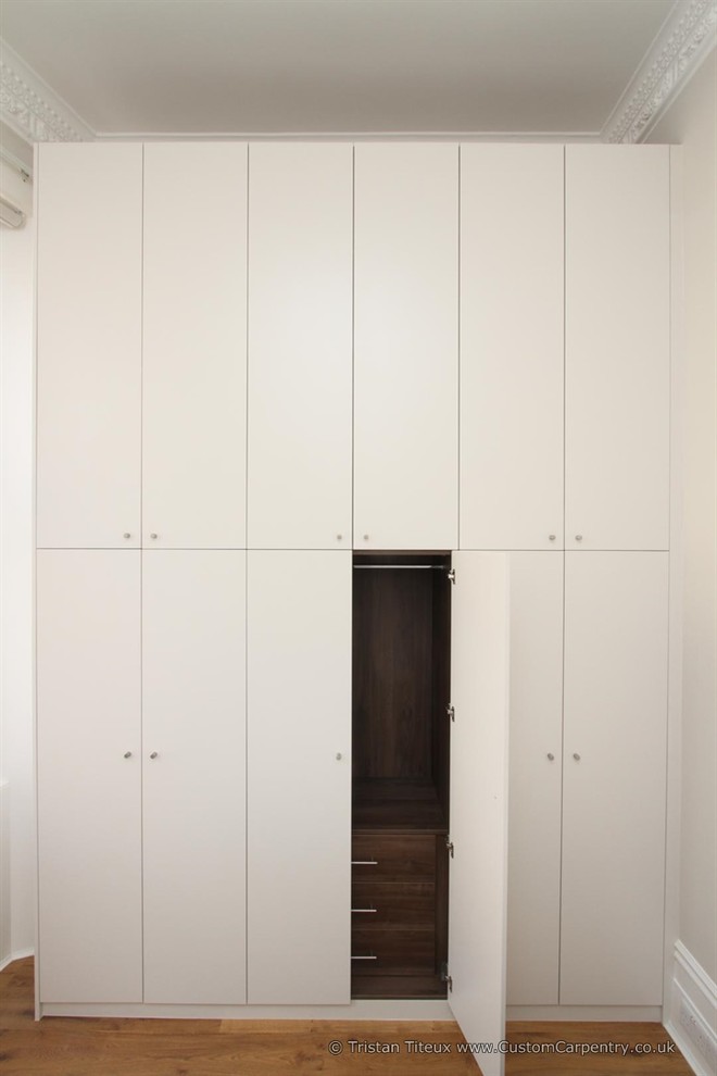 Tall white wardrobe with Walnut interior - Contemporary - Closet ...