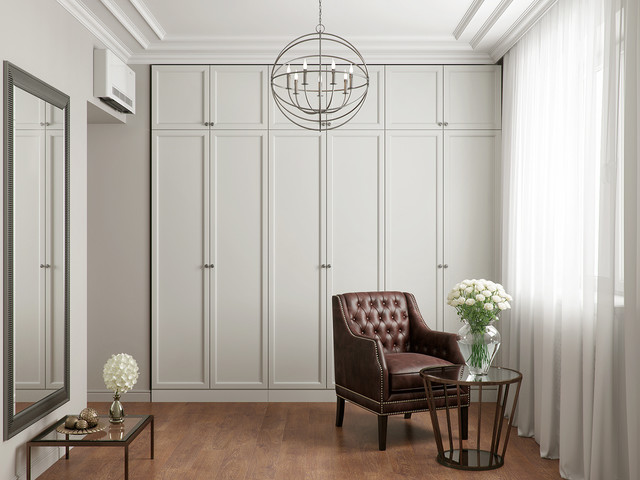 Walk In wardrobe with shaker style doors - Transitional - Wardrobe - Surrey  - by Bravo London | Houzz IE