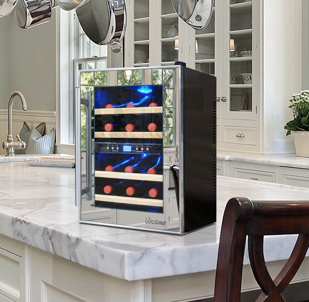 This is an example of a modern wine cellar in Los Angeles.