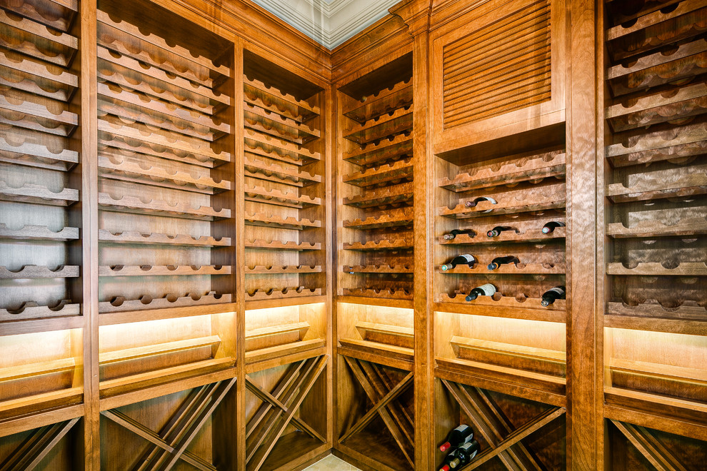 Inspiration for a medium sized classic wine cellar in Los Angeles with storage racks.