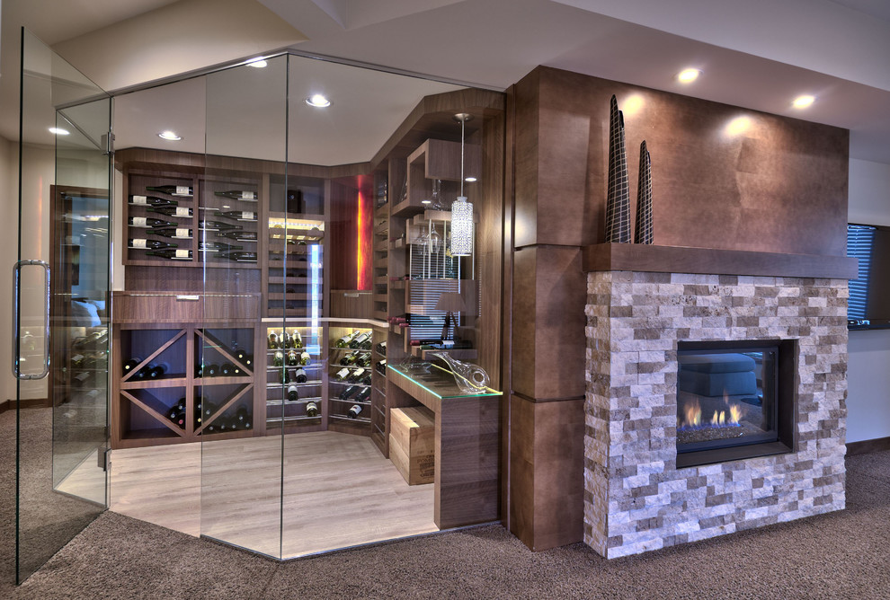 Inspiration for a contemporary wine cellar in Other.