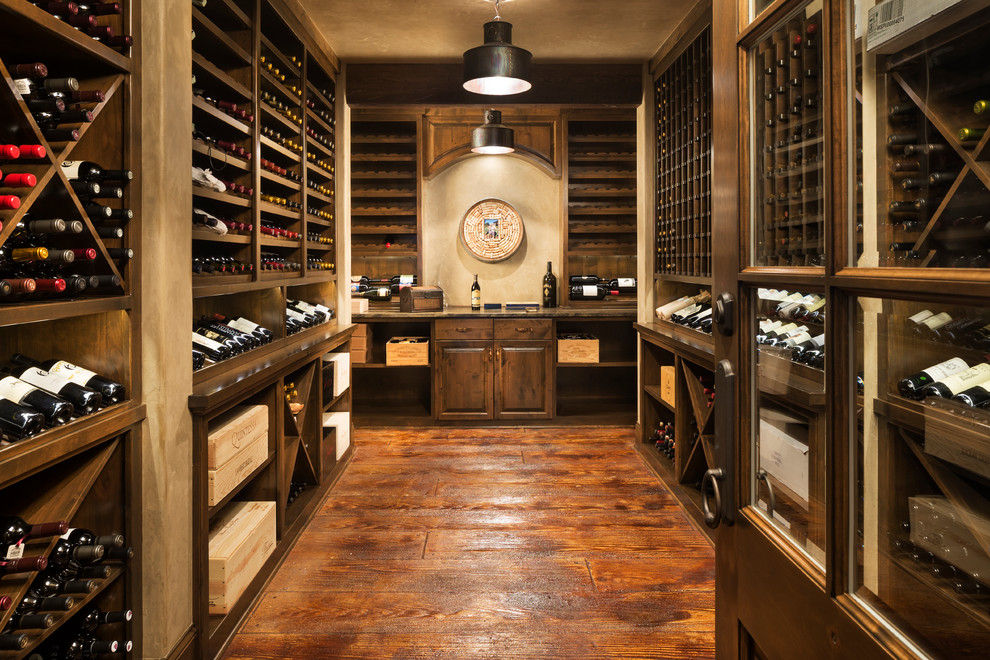 Inspiration for a rustic wine cellar in Minneapolis.