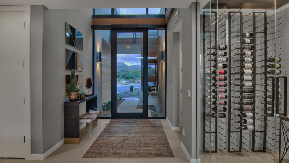 Photo of a contemporary wine cellar in Phoenix.