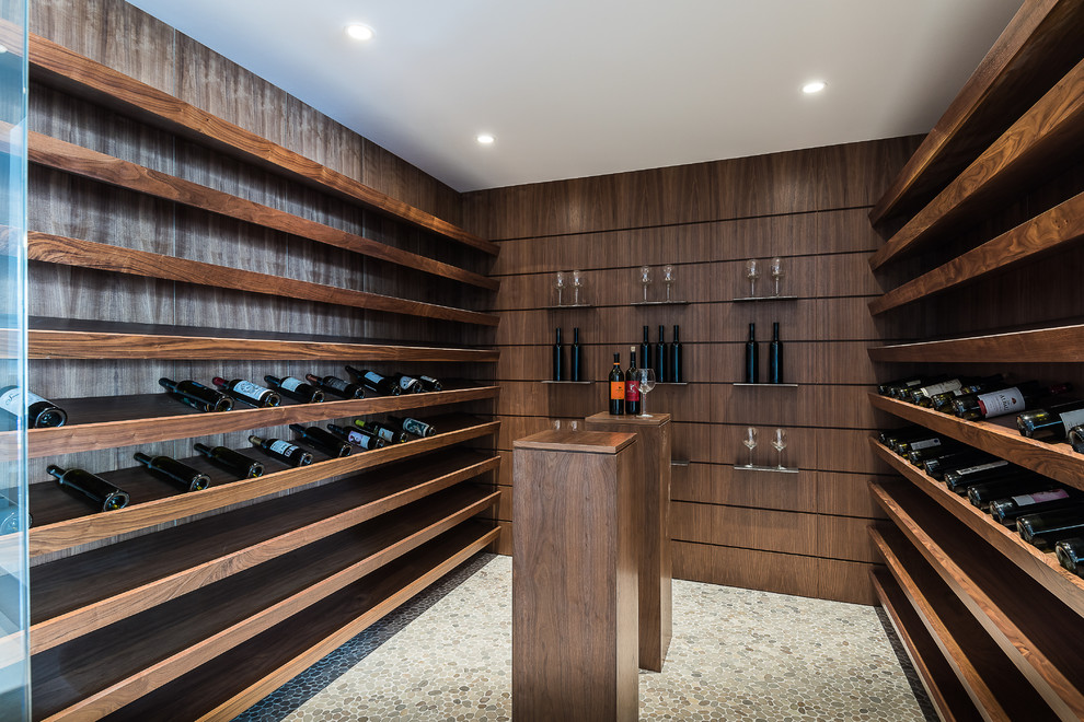 Idée de décoration pour une cave à vin minimaliste de taille moyenne avec un présentoir.