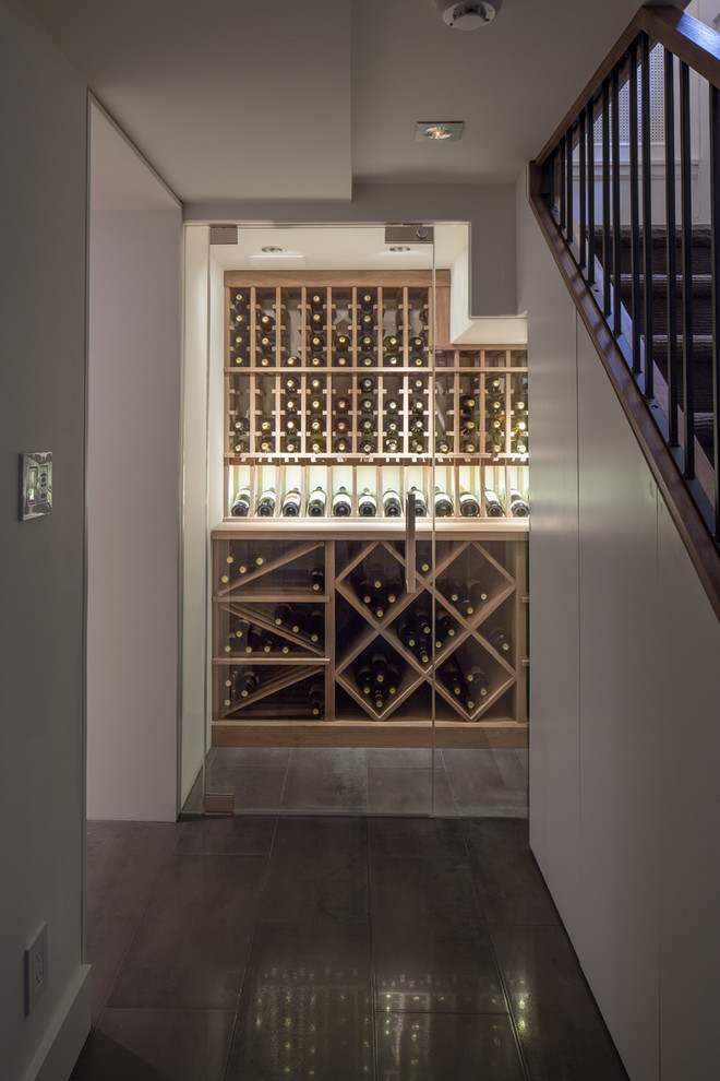 Inspiration for a contemporary wine cellar in Toronto.