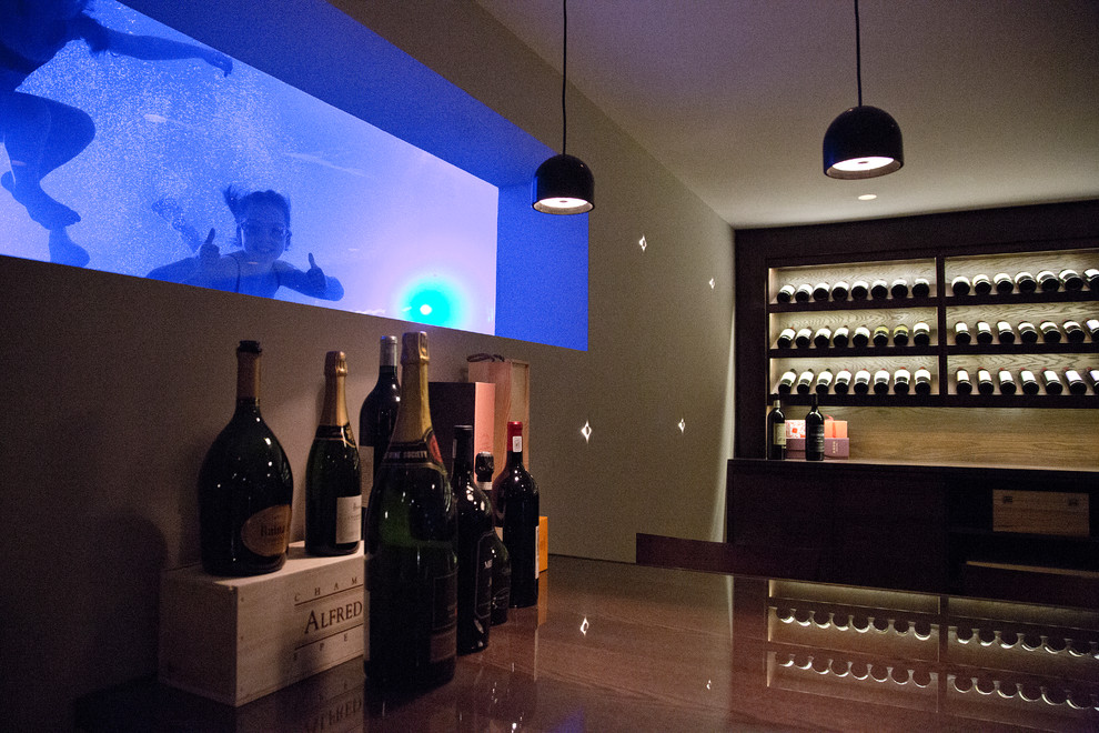 This is an example of a contemporary wine cellar in Cheshire.