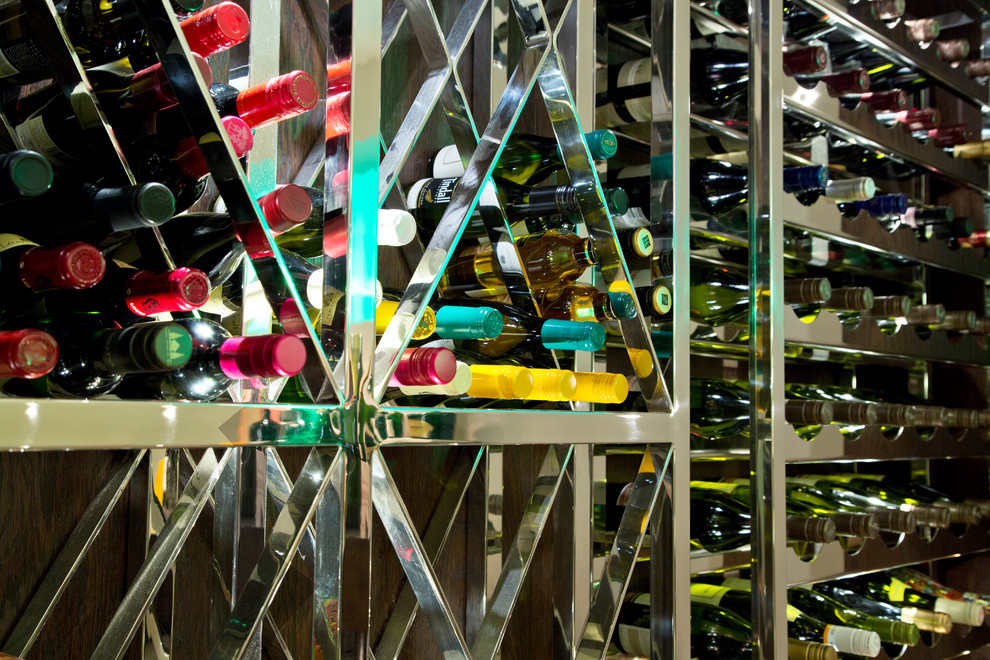 Inspiration for a contemporary wine cellar in Cheshire.