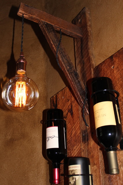 Barn Wood Wine Holder and Light Rustic Wine Cellar Orlando by Urban Rooster Creations Houzz IE