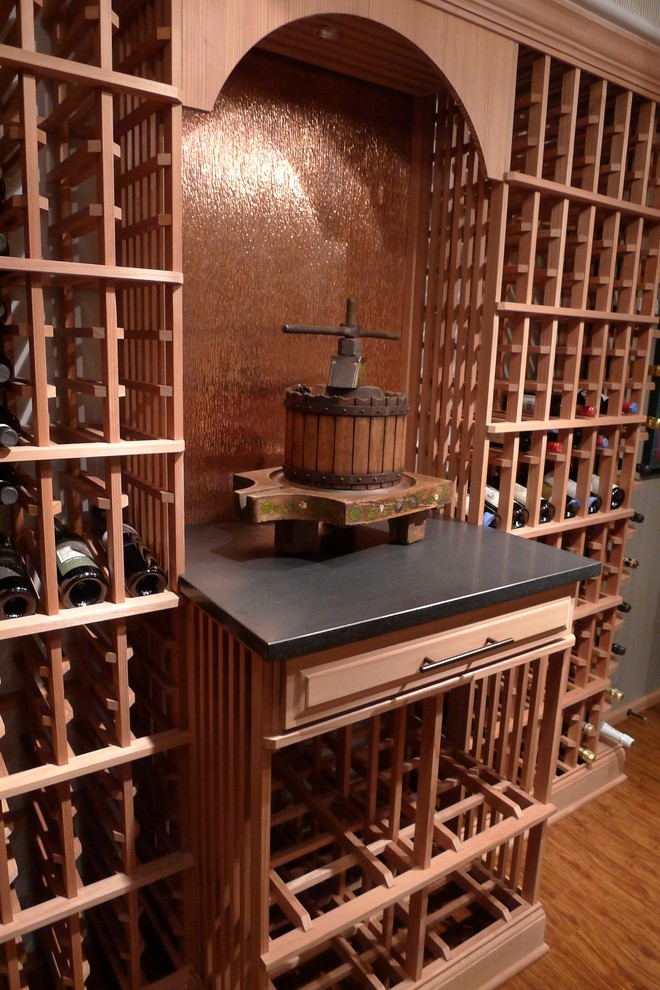 Example of a trendy wine cellar design in New York