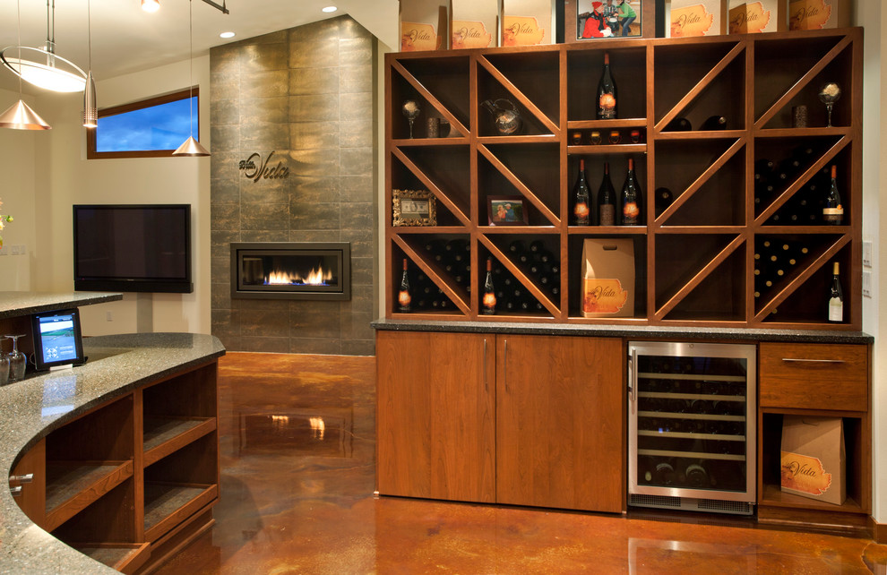Inspiration for a contemporary wine cellar remodel in Portland