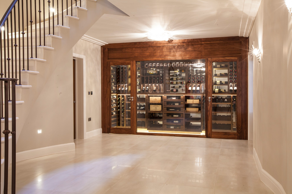 Black walnut wine wall Modern Wine Cellar Essex by Sorrells