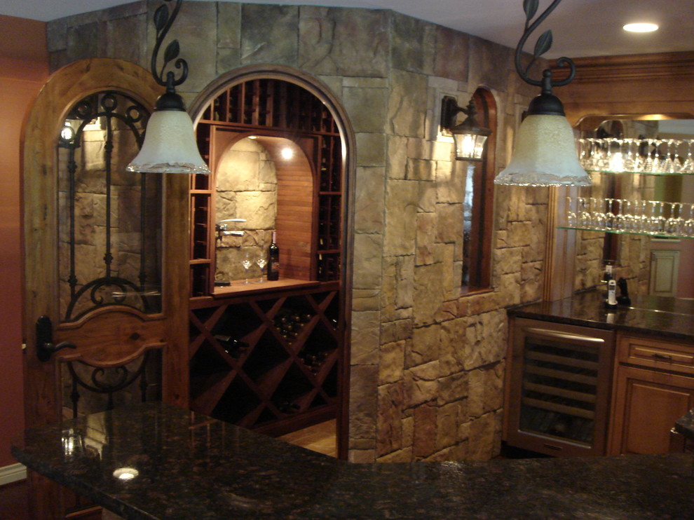 Example of a classic wine cellar design in Detroit