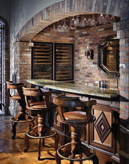 Inspiration for a timeless home bar remodel in Miami