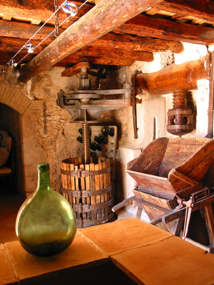 This is an example of a small rustic wine cellar in Barcelona.