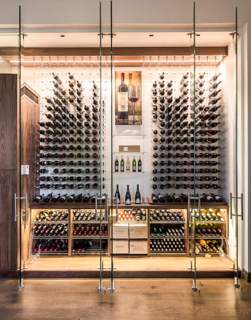 Cable Wine System Reach In Contemporary Wine Cellar Toronto by