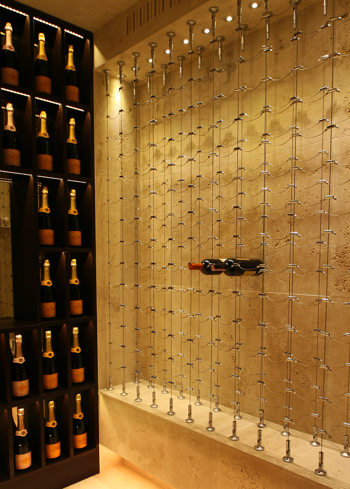 Photo of a contemporary wine cellar in Toronto.
