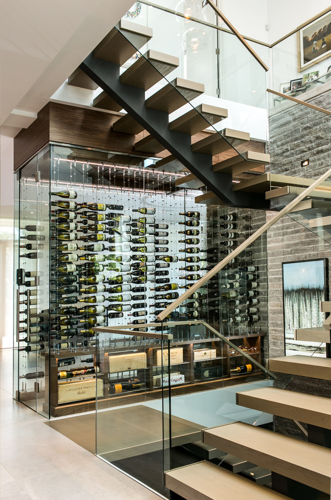 Inspiration for a contemporary wine cellar remodel in Toronto