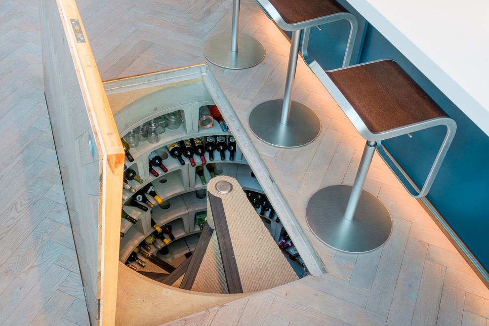 This is an example of a small wine cellar in London with cube storage.