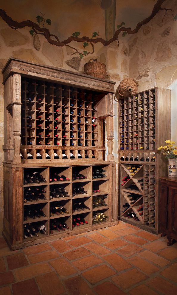 Example of an eclectic wine cellar design in Albuquerque