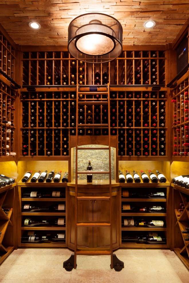 Design ideas for a traditional wine cellar in Philadelphia with storage racks.