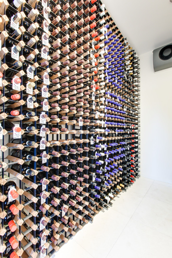 Contemporary Stone & Wood Wine Cellar Brisbane by Synergy