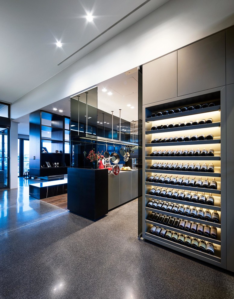 Inspiration for a contemporary wine cellar remodel in Melbourne