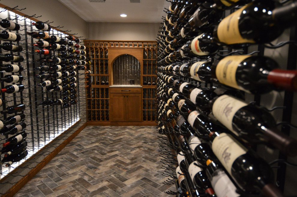 Custom Home Wine Cellar Built Using a Fusion of Wood and Metal