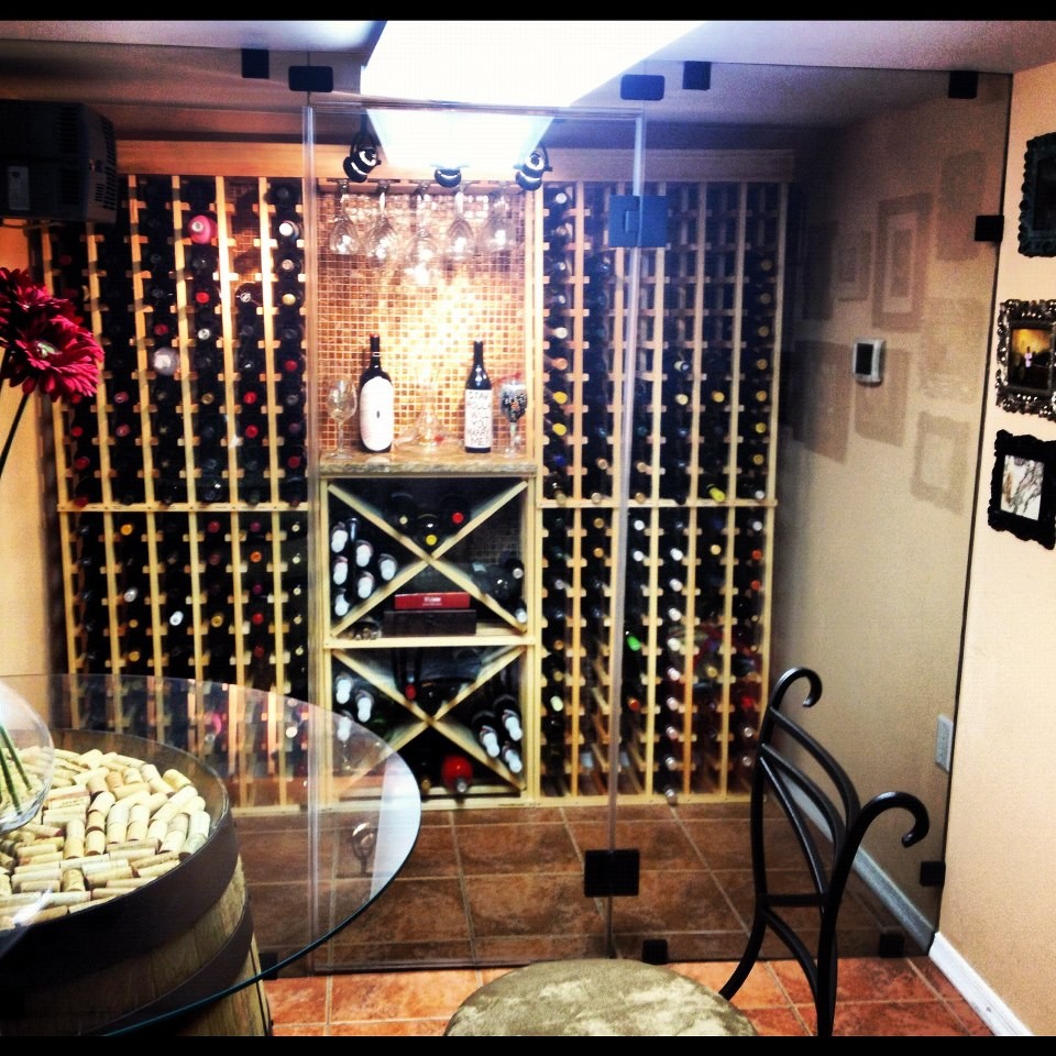 Custom Pine Wine Cellar Traditional Wine Cellar New York by