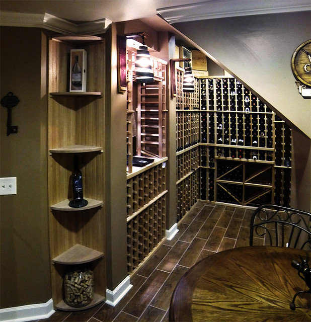 Custom Residential Wine Cellar with Tasting Space Traditional Wine Cellar San Francisco