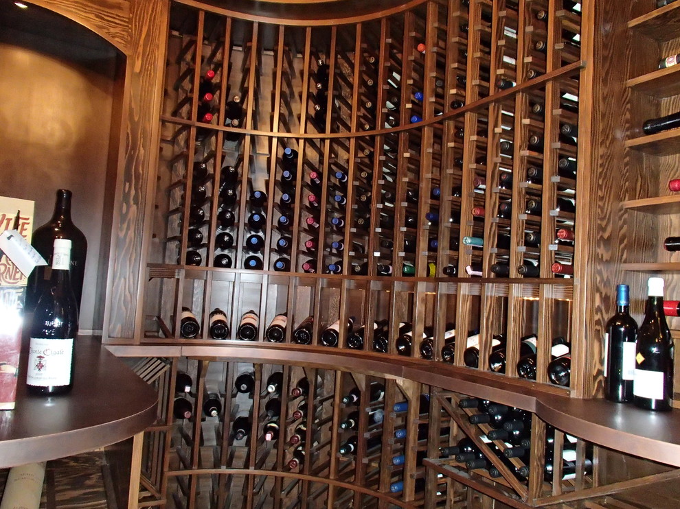 Custom Vertical Grain Fir Cellar Traditional Wine Cellar Calgary