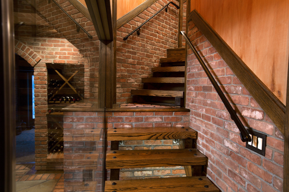 Inspiration for a large rustic staircase in New York.