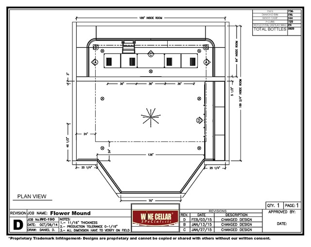 Custom Wine Cellar Rendering, Flower Mound Texas Above View