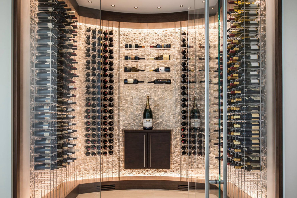 Example of a trendy wine cellar design in Charlotte