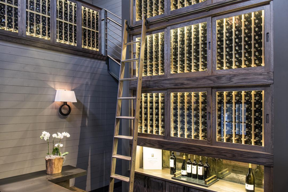 This is an example of a contemporary wine cellar in Charlotte.