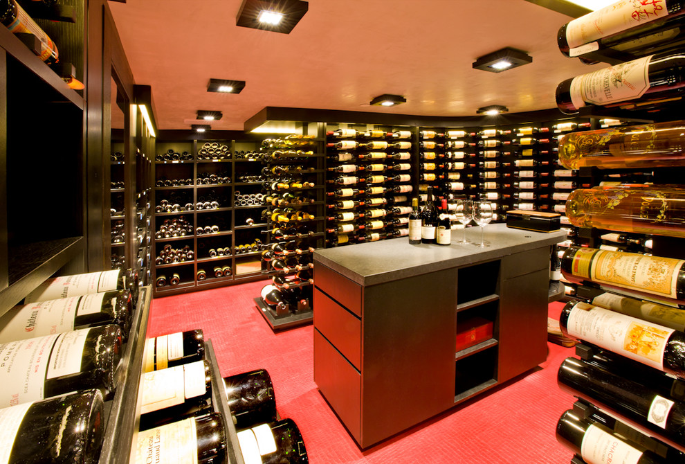Trendy wine cellar photo in Denver