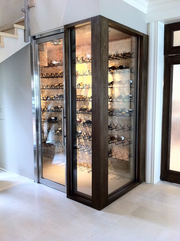 Example of a minimalist wine cellar design in Miami
